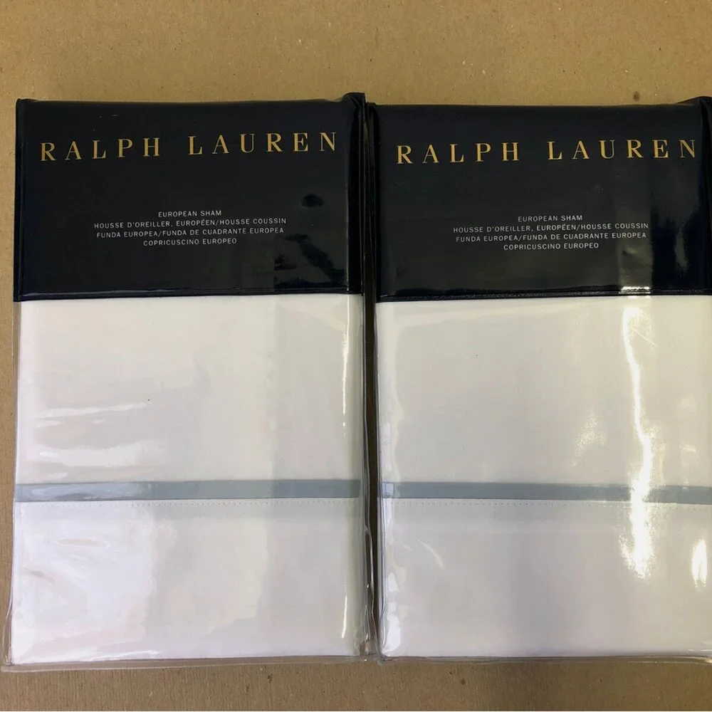 Ralph Lauren Palmer Percale Euro Shams Oxford Blue Set of 2